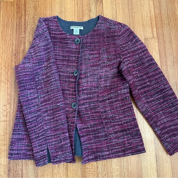 Pendleton Nancy Pink Magenta Gray Tweed Reversible Jacket Size Small  Petite - Picture 2 of 11